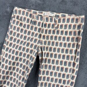 Tory Burch Pants Womens 31 Multicolor Geometric Print Cropped Ankle Skinny Twill